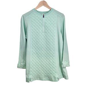 NEW Soft Surroundings Golf Shores Pullover Quilted Crewneck Women's Size S Green
